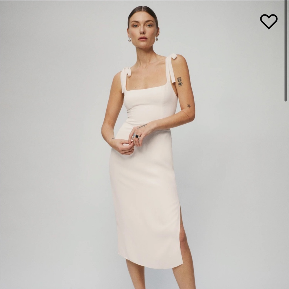 Reformation Cream Tie-Shoulder Midi Dress